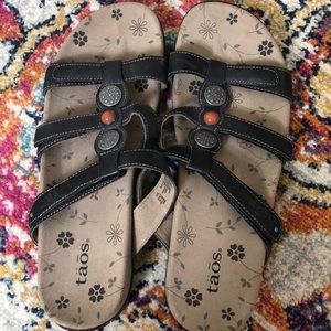 Dark Brown Taos Sandals with Metal Details